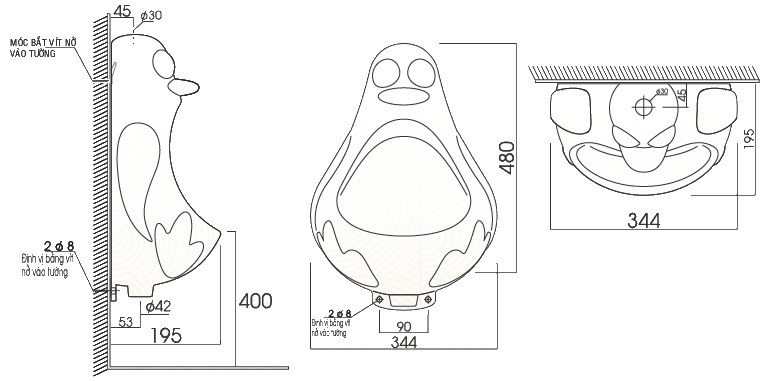 Bồn tiểu nam Thiên Thanh Ducky UT65 treo tường