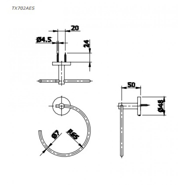 Bản vẽ kỹ thuật Vòng Treo Khăn Toto TX702AES