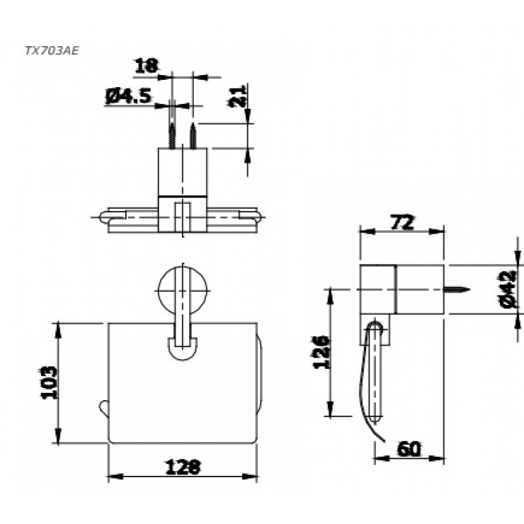 Bản vẽ kỹ thuật Móc Treo Giấy Vệ Sinh Toto TX703AE