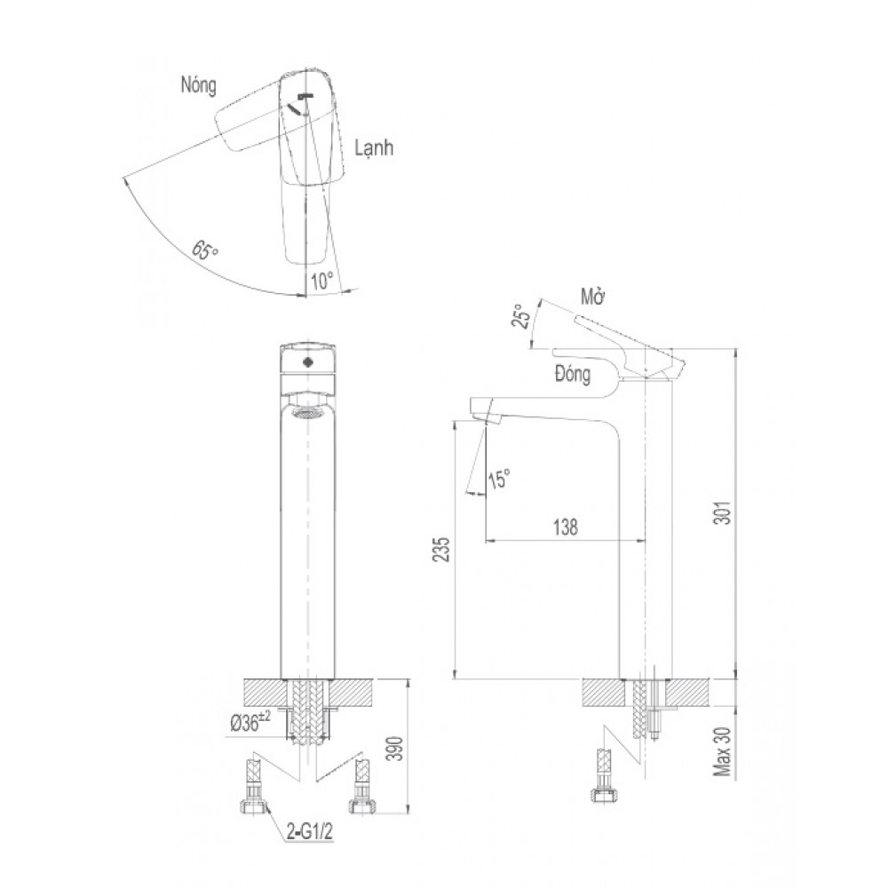 Vòi lavabo chậu rửa mặt INAX LFV-5000SH nóng lạnh cổ cao (LFV5000SH)