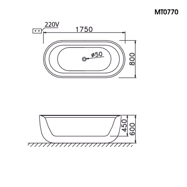 Bồn tắm lập thể Caesar AT0770 dài 1m75