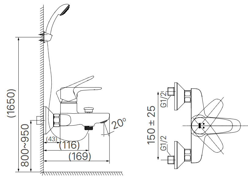 Vòi sen tắm nóng lạnh Inax BFV-113S (BFV113S)