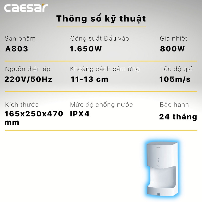 Máy sấy tay Caesar A803 cảm ứng tự động