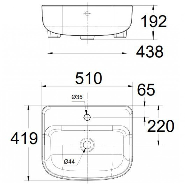 Lavabo chậu rửa mặt American Standard 0533-WT âm bàn