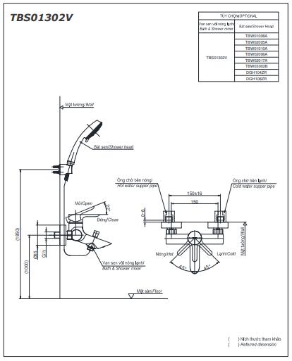Vòi sen tắm TOTO TBS03302V/DGH104ZR/DM907CS nóng lạnh