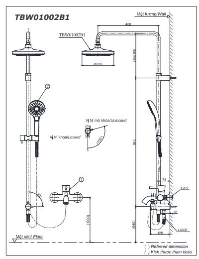 Cây sen tắm TOTO TBW01002BA/TBG01302VA/TBW01010A nóng lạnh