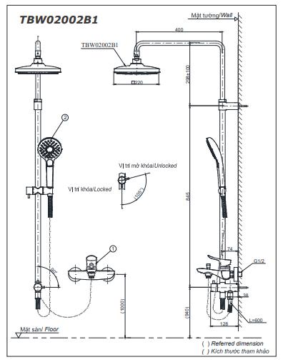 Cây sen tắm TOTO TBW02001BA TBG02302VA TBW02006A nóng lạnh