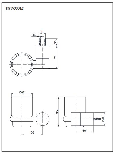 Bản vẽ kỹ thuật kệ bàn chải Toto TX707AE