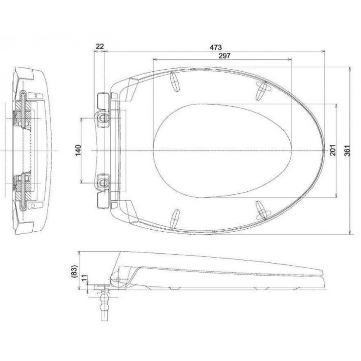 Bản vẽ kích thước nắp nhựa bồn cầu Toto TC385VS