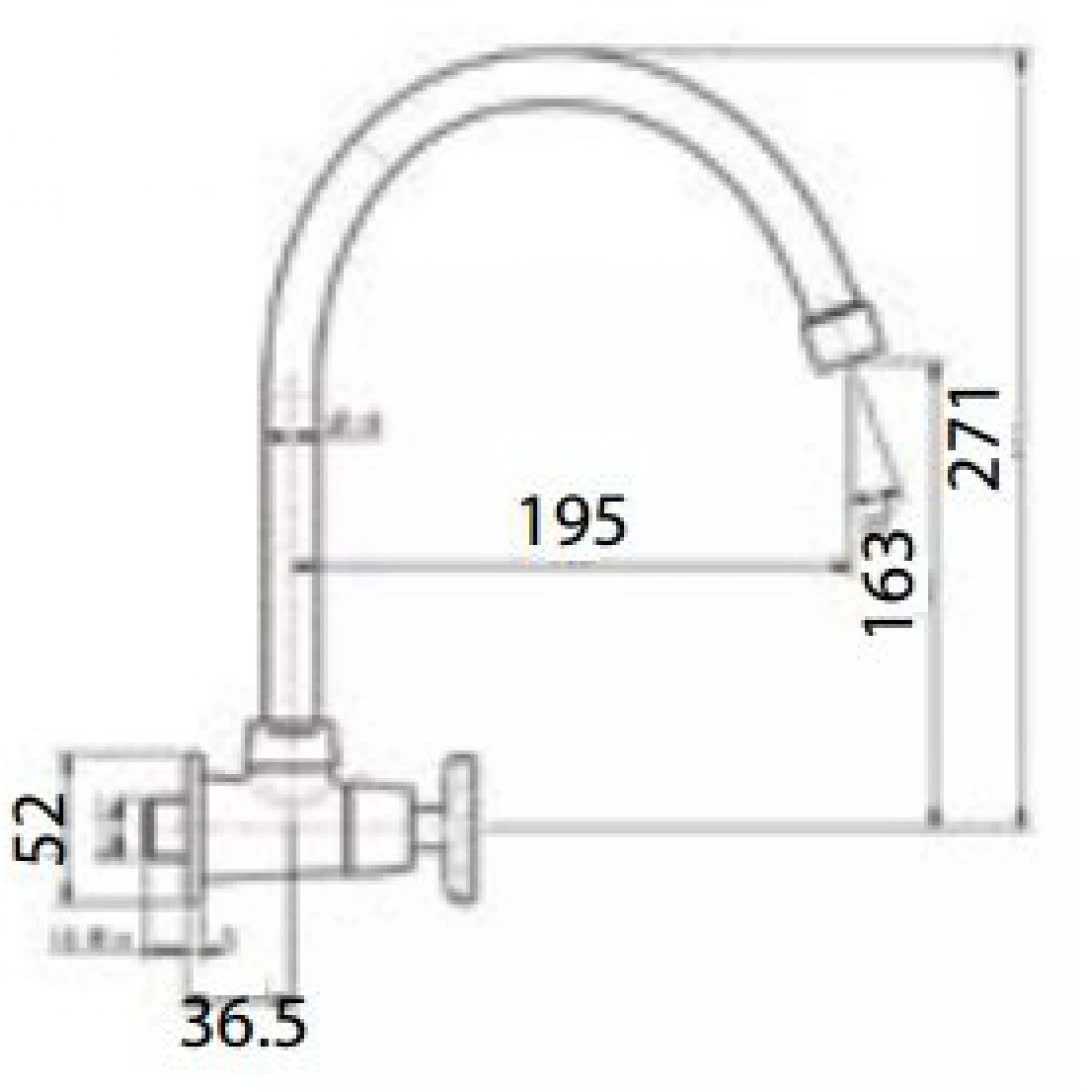 Bản vẽ kỹ thuật Vòi chậu rửa chén American Standard WF-T707 nước lạnh