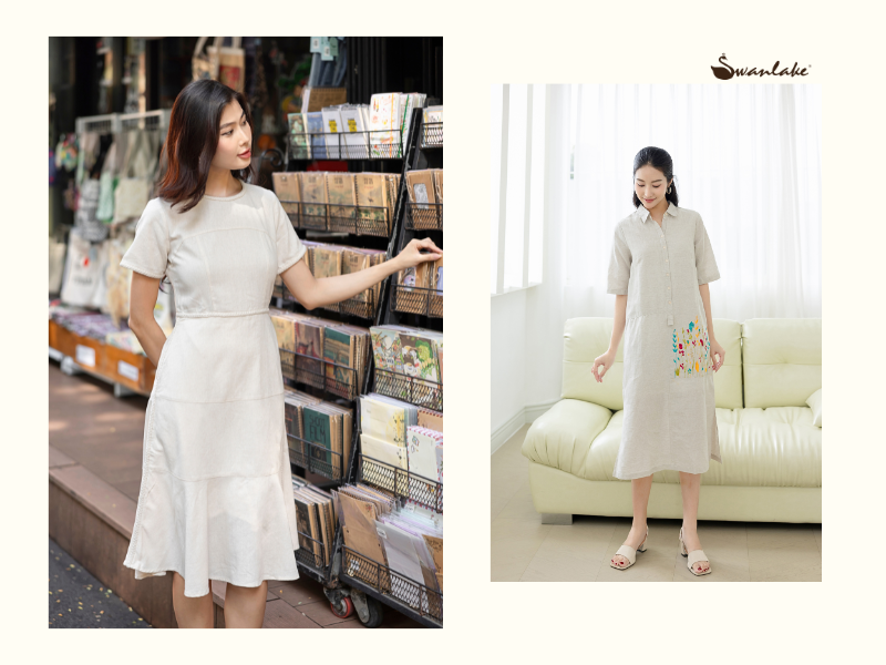 Đầm kaki nhẹ nhàng, thanh lịch cho phái đẹp