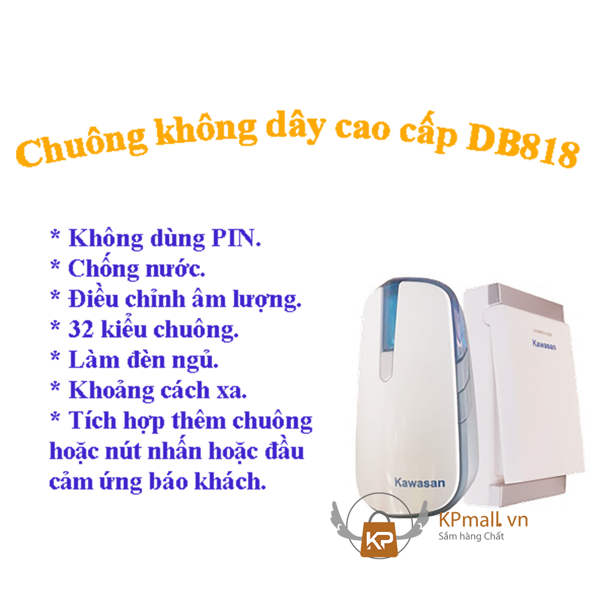 nơi bán chuông cửa không dây kín nước cao cấp kawasan DB818