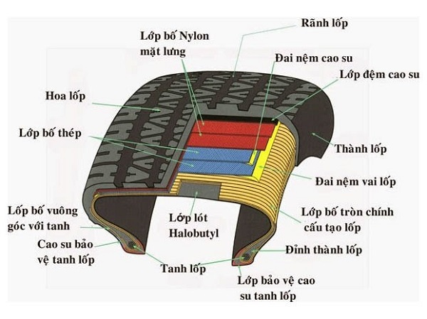 Các bộ phận chính của lốp xe nâng