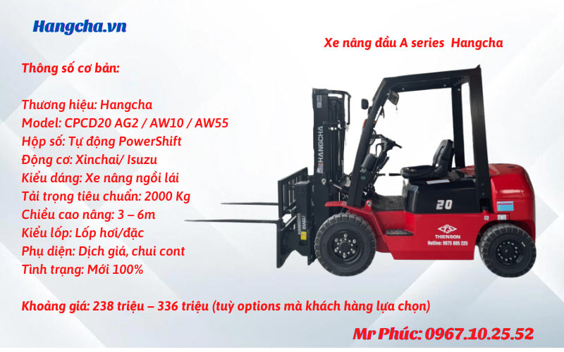 Xe nâng dầu 2 tấn Hangcha