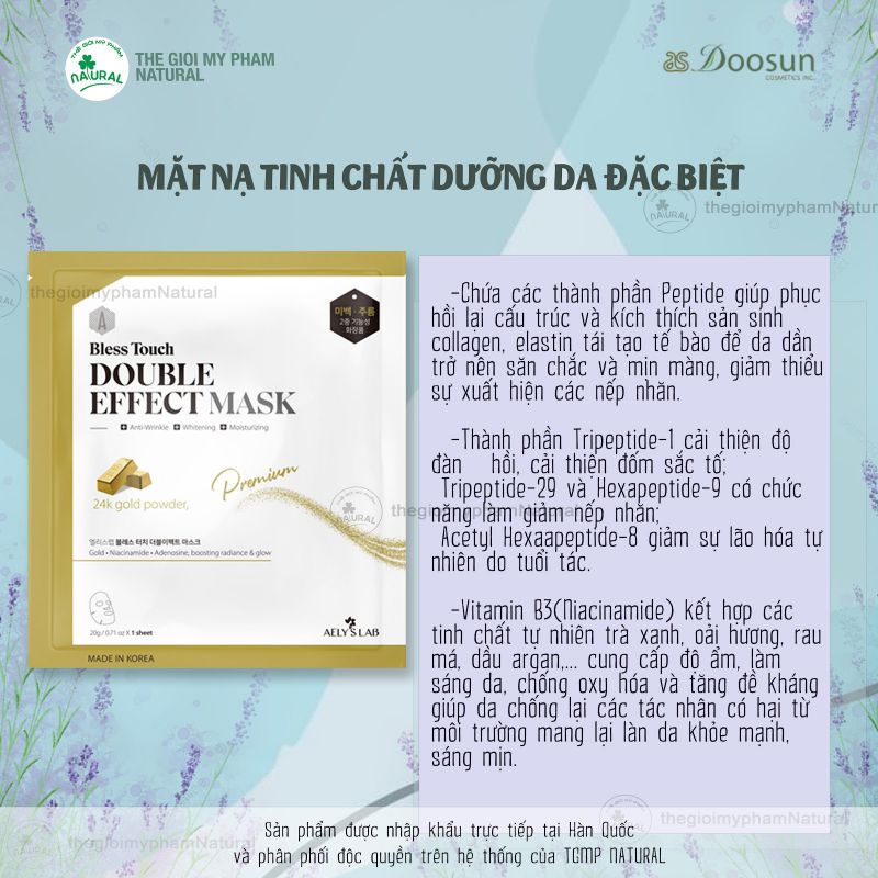 Thành phần của mặt nạ dưỡng da Double Effect Mask Aely's Lab