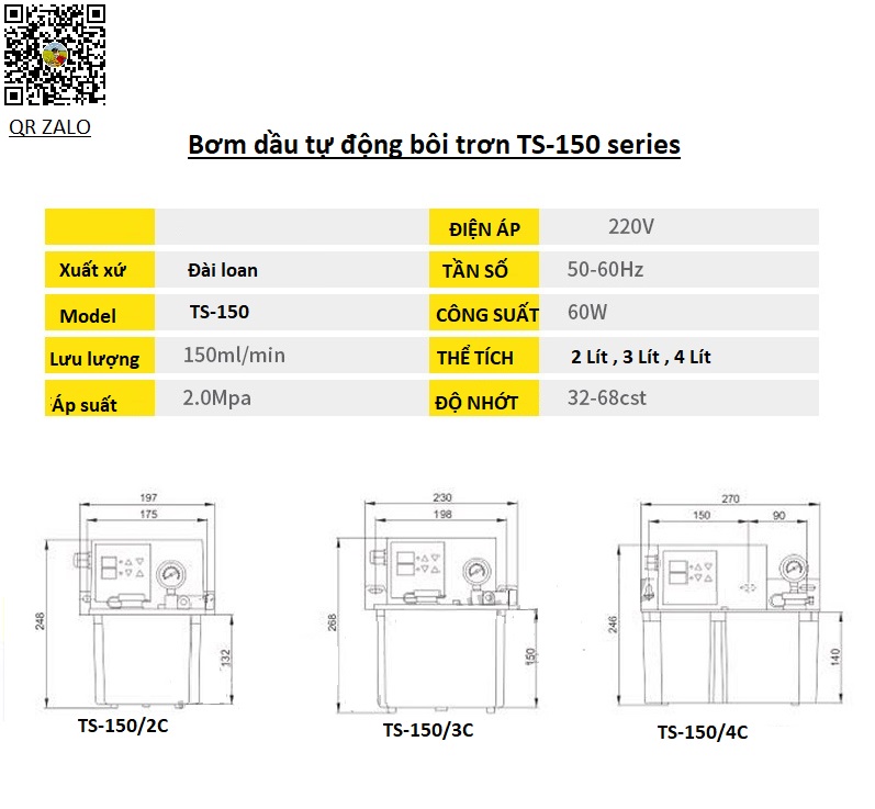 bơm dầu bôi trơn tự động TS-150/2C TS-150/3C TS-150/4C
