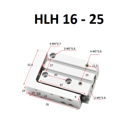 Xi lanh trượt HLH 16 Series