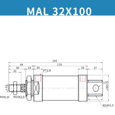 Xi lanh MAL32x25/50/75/100/125/150/175200/25/300/350SCA Chính Hãng