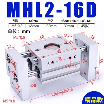 Xi lanh kẹp MHL2 Series SMC Chính hãng