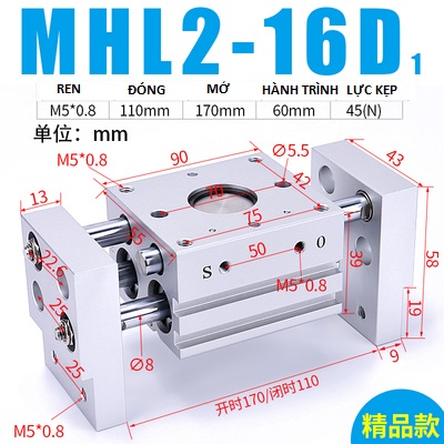 Xi lanh kẹp MHL2 Series SMC Chính hãng