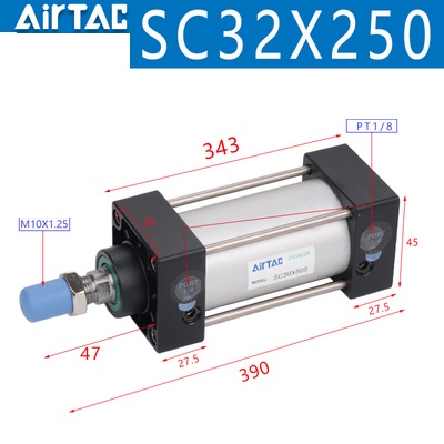 Xi lanh SC32x25/50/75/100/125/150/175/200/250/300/350/400/450/500S Chính hãng