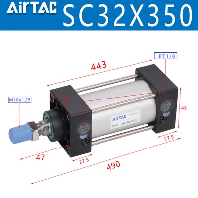 Xi lanh SC32x25/50/75/100/125/150/175/200/250/300/350/400/450/500S Chính hãng
