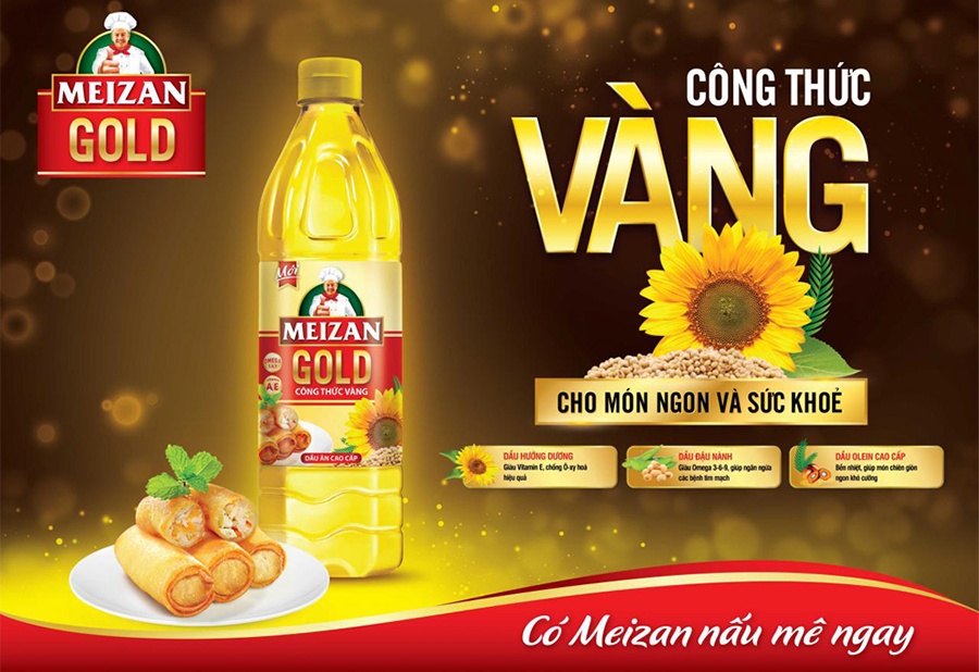 Sản phẩm dầu ăn meizan gold chai 1 lít