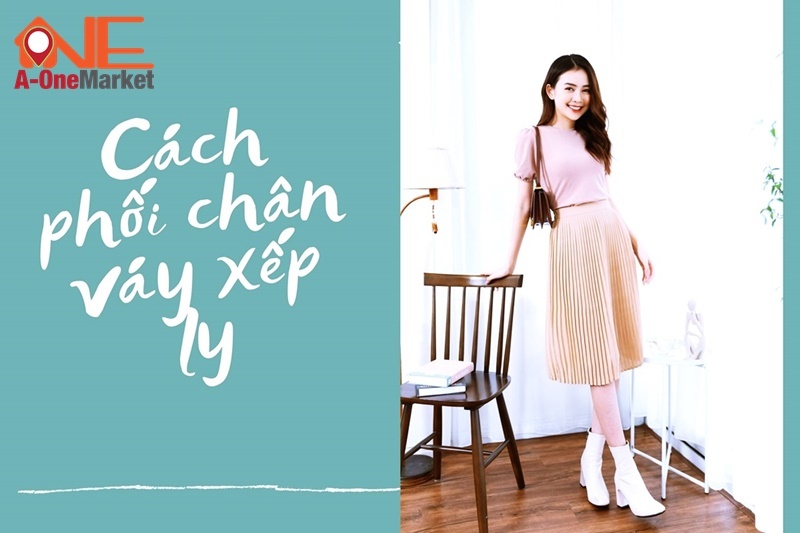 Cách phối chân váy xếp ly