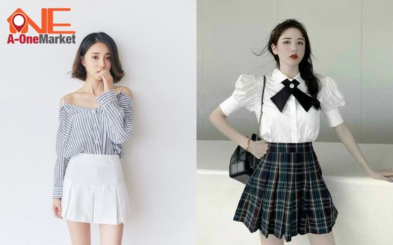 Phối đồ với chân váy xếp ly