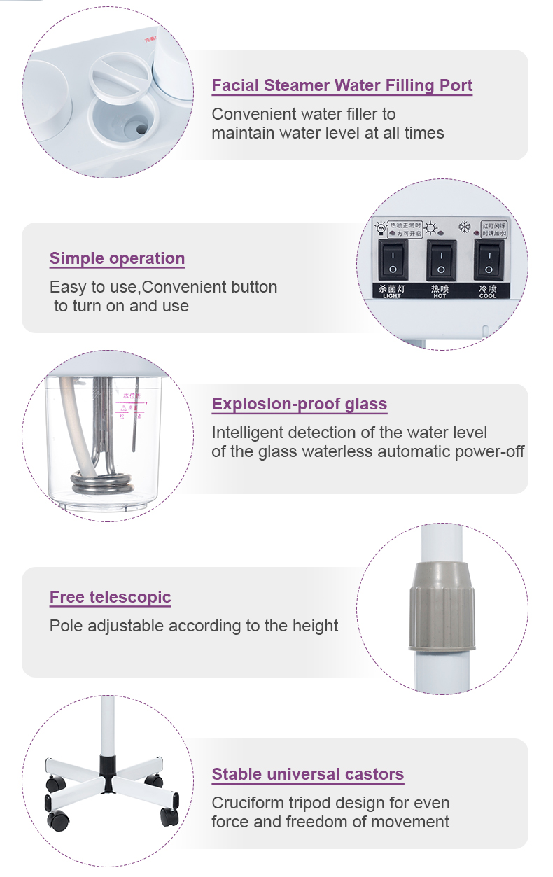 thiết kế cấu tạo của máy xông hơi mặt spa