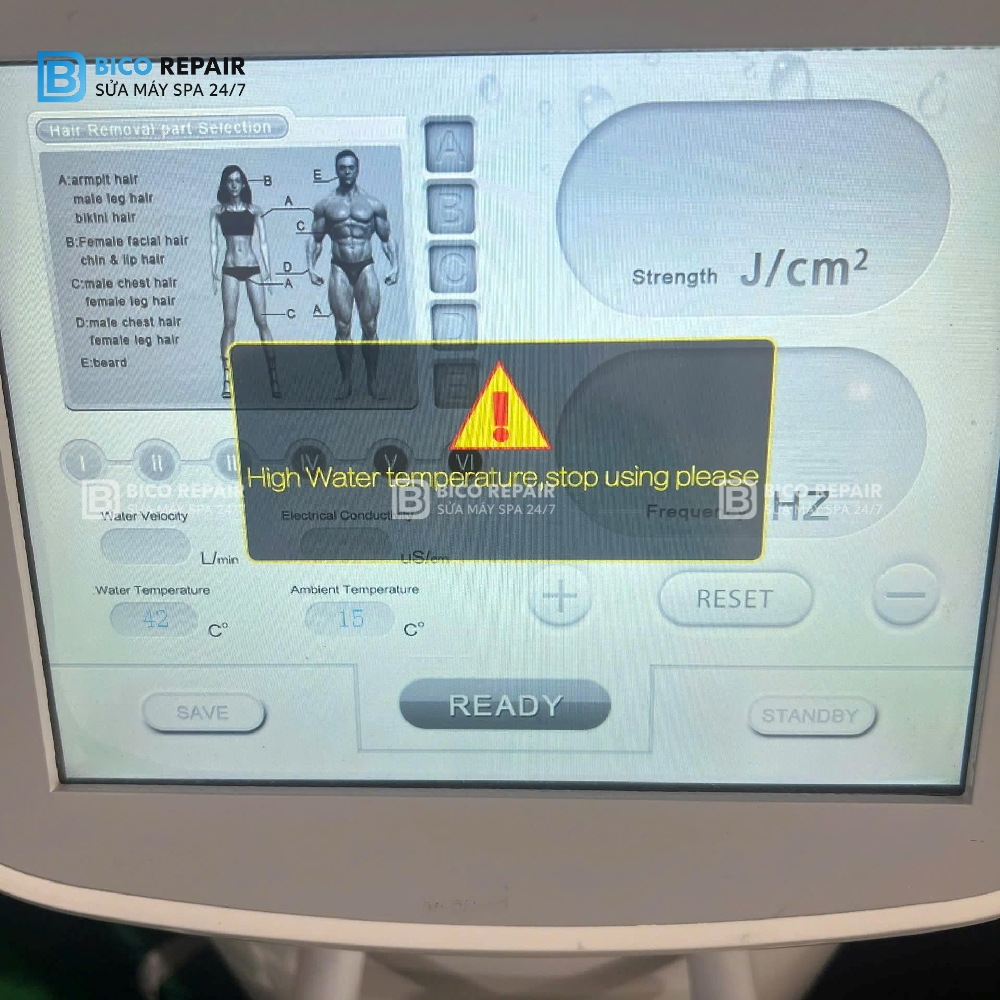 Máy triệt lông báo quá nhiệt