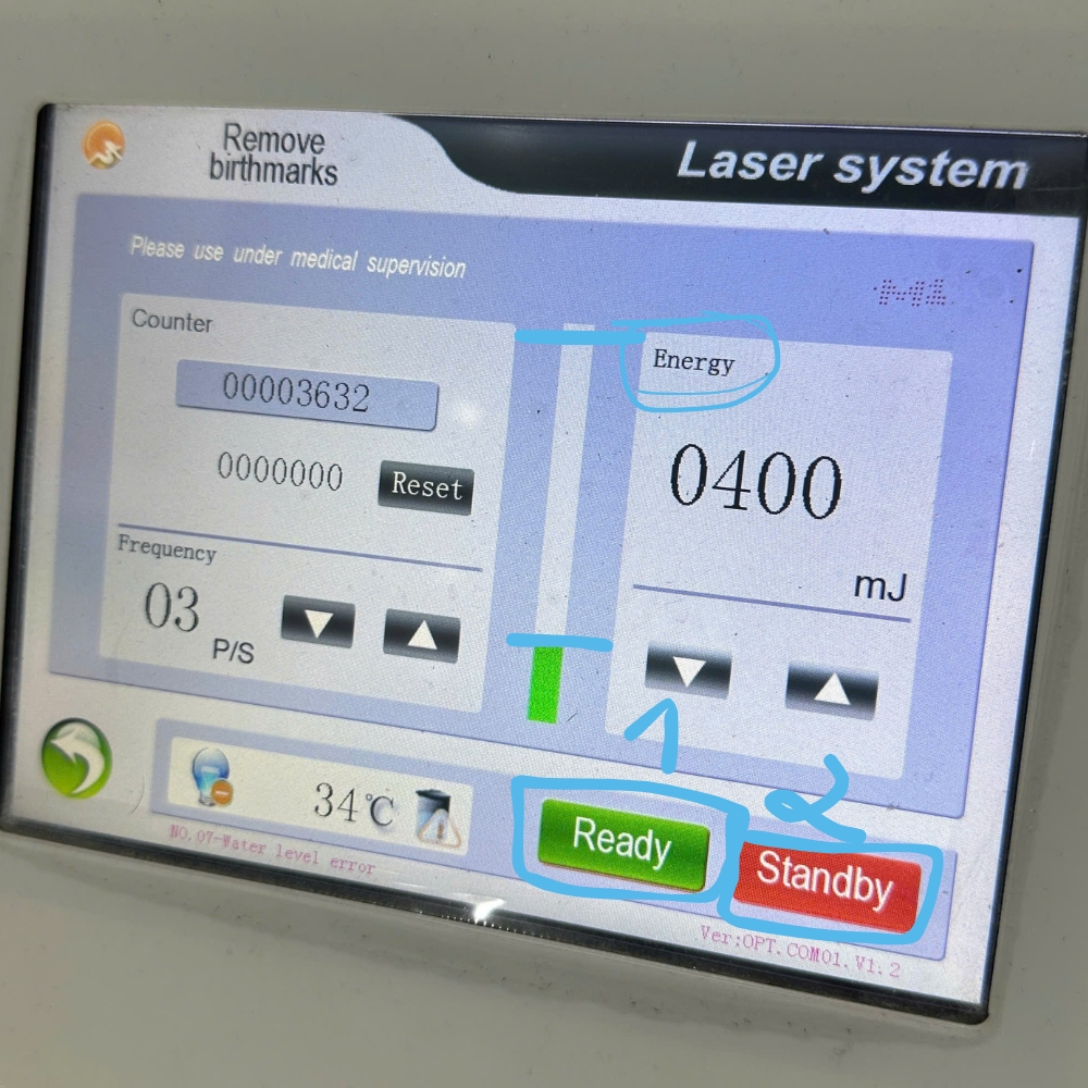 tắt mở máy Laser xóa xăm đúng cách