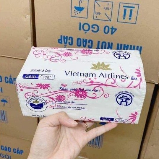 Khăn giấy lụa rút Vietnam Airlines bịch 300 tờ 2 lớp hàng xịn