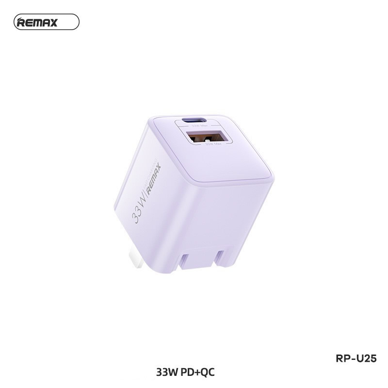 Cóc sạc nhanh 33W Remax RP-U25 1 cổng USB + 1 cổng Type C QC3.0+PD chính hãng [BH 1 Năm]