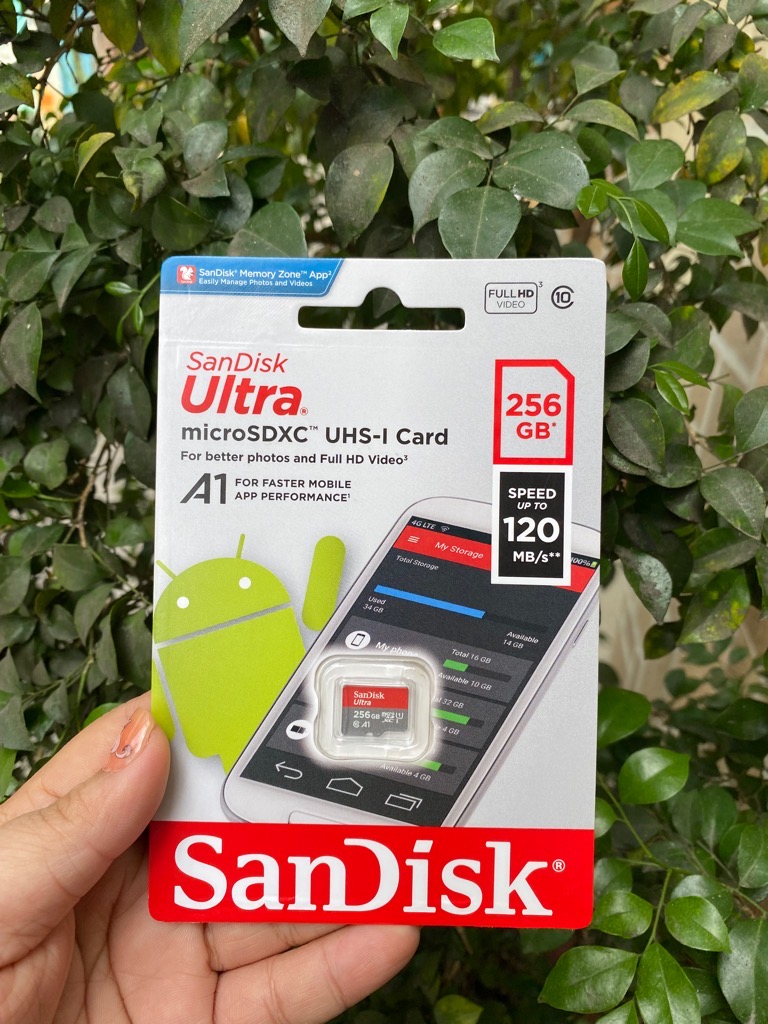 Thẻ nhớ Micro SD Sandisk 256Gb A1 Ultra Full box, class 10, read 120Mb/s chính hãng [BH 2 năm]