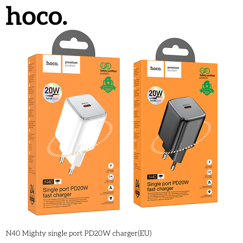 Cóc sạc nhanh 20w Hoco N40 PD 1 cổng type c chính hãng [BH 1 Năm]