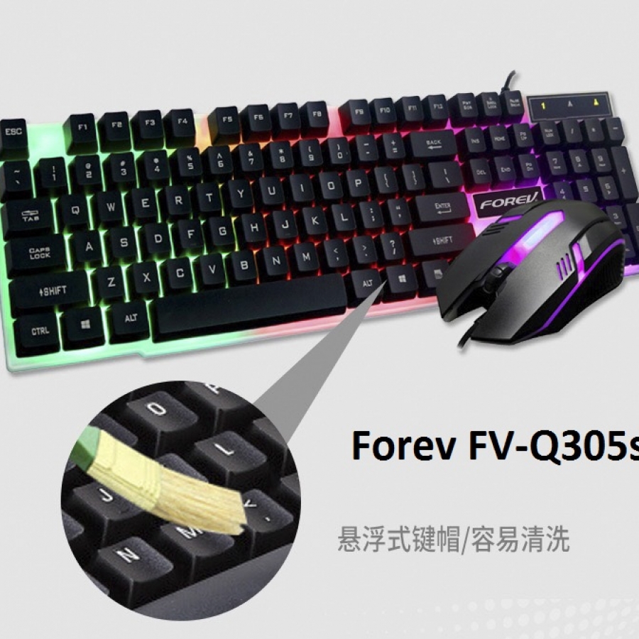 Combo bàn phím chuột có dây FOREV FV-Q305S có led colorful chính hãng [BH 1 năm]