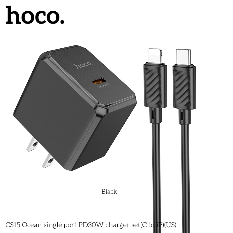 Bộ sạc nhanh 30w HOCO CS15 (c-l) PD cáp Type C ra iPhone Lightning, cóc 1 cổng type-c Chính Hãng [BH 1 NĂM]