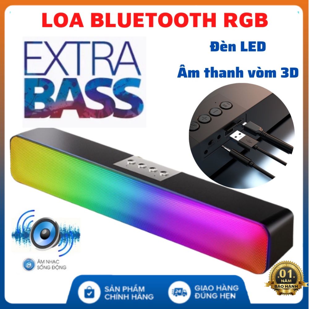 Loa bluetooth SIMETECH KQ-07B led RGB siêu đẹp cực hay chính hãng (có khe thẻ nhớ, usb) [BH 1 năm]