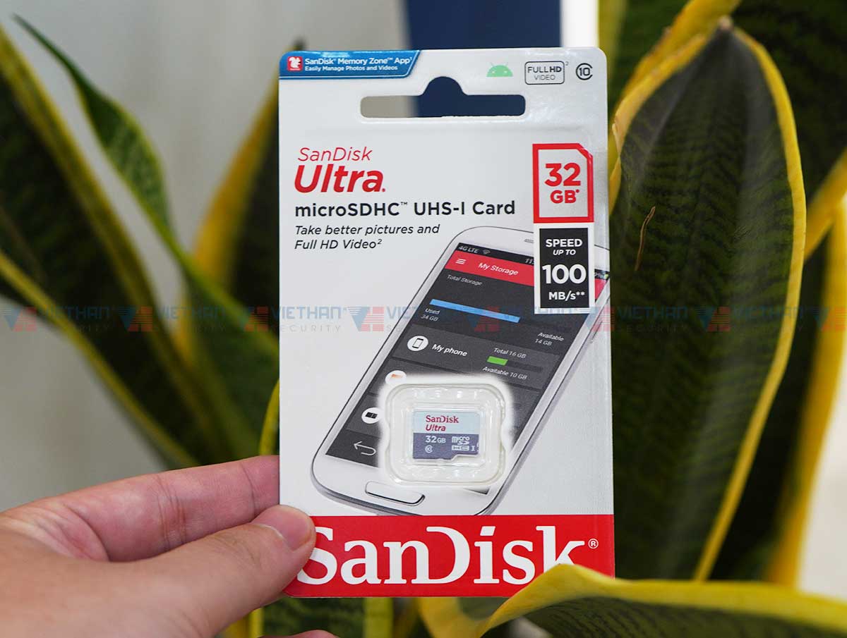 Thẻ nhớ Micro Sandisk Ultra 32Gb Class 10, SPEED UP TO 100MB/S FULL BOX chính hãng [BH 2 năm]