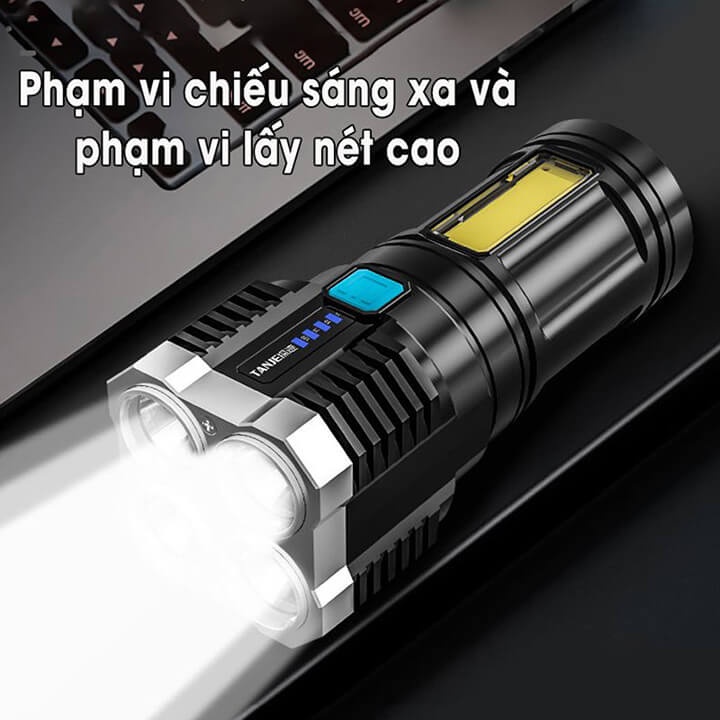 Đèn pin cầm tay siêu sáng 4 led Toma S09 5 bóng loại 1 pin trâu [BH 1 tuần]