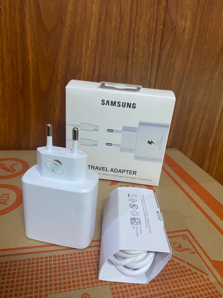 Bộ sạc nhanh 45w Samsung TYPE C TRAVEL ADAPTER {Cóc 45w, Model TA-845; cáp M401D 2 đầu type c (c-c) sạc nhanh 5A} [BH: 3 Tháng]