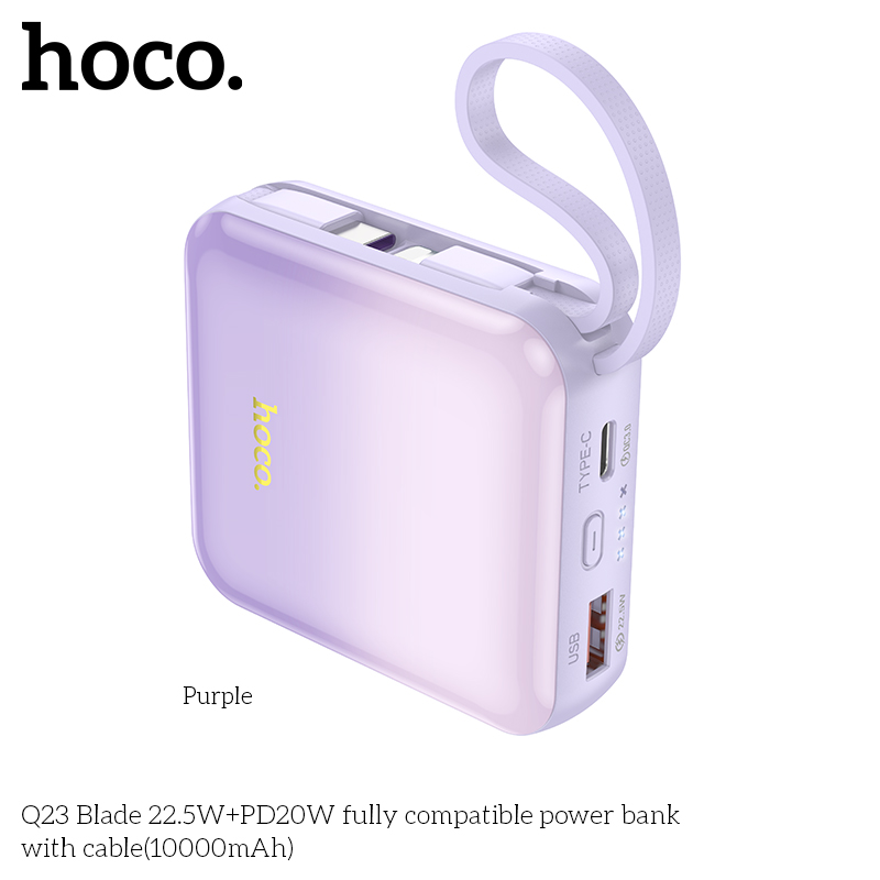 Pin sạc nhanh 22.5w Hoco Q23 10.000mAh kèm cáp liền pin dự phòng chính hãng [BH 1 Năm]