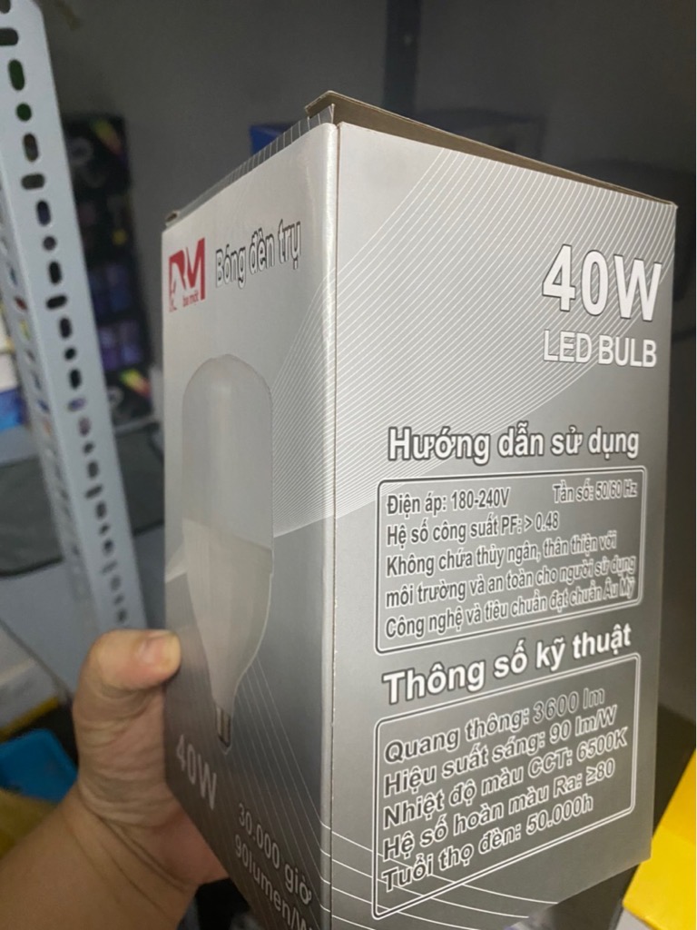 Bóng đèn led BULB trụ 40W hàng công TY BM siêu sáng 220V-23K [BH 1 tháng]