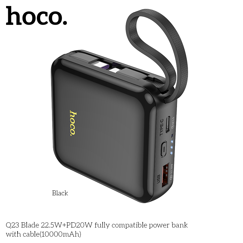 Pin sạc nhanh 22.5w Hoco Q23 10.000mAh kèm cáp liền pin dự phòng chính hãng [BH 1 Năm]