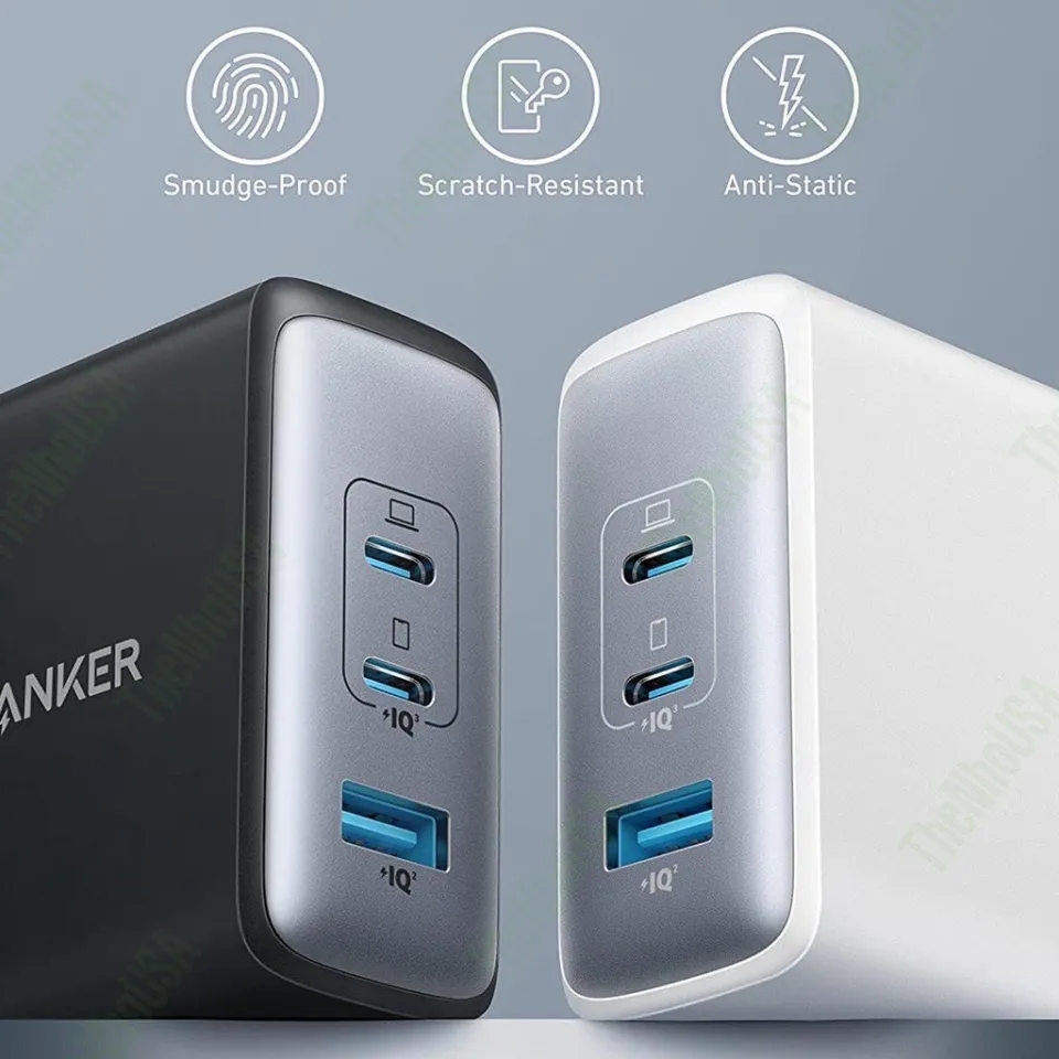 Cóc sạc nhanh 100w Anker A2145 (2 cổng type-c vs 1 cổng usb) chính hãng (đen) [BH 1 năm]