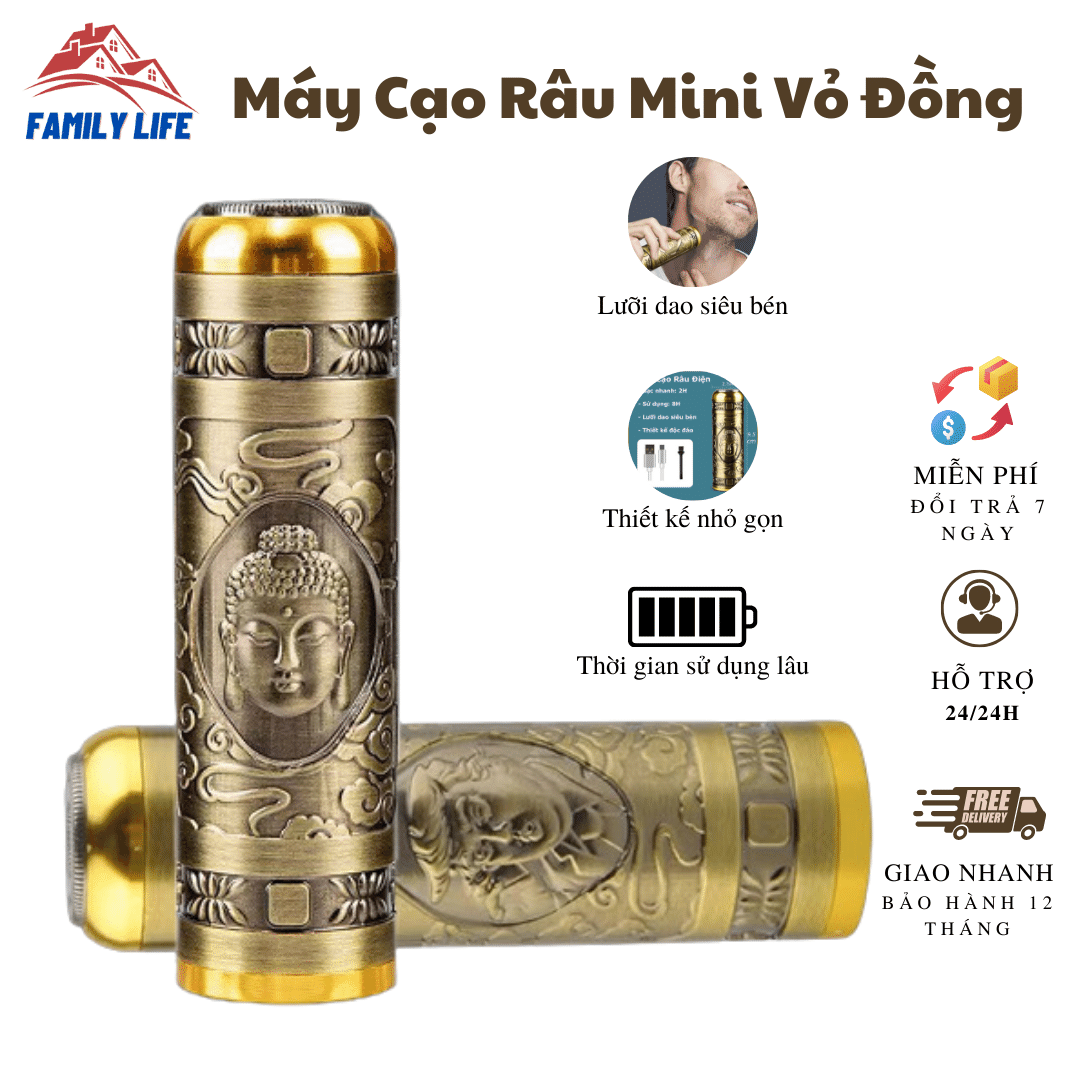 Máy Cạo Râu Mini Phật Tổ / Bồ Tát Mạ Đồng Thau [BH 1 tuần]