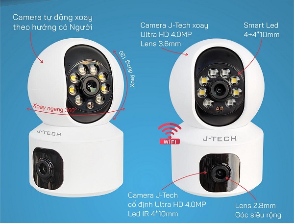 Camera IP Wifi Yoosee 2304 2 mắt 2.0MPX 1080P siêu nét (hiện 2 màn hình 2 mắt cùng lúc) ban đêm có màu chính hãng [BH 6 tháng]