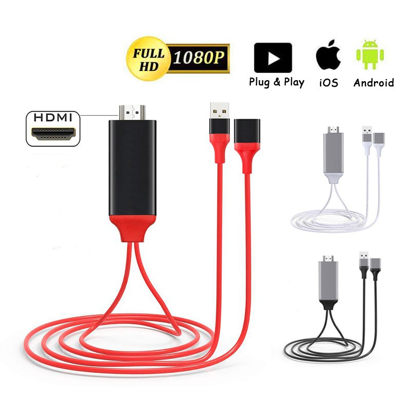 Cáp chuyển HDMI Đa Năng DÂY TRẮNG XỊN cổng USB cho các dòng Iphone Type C Micro HDTV Cable Plug And Play [BH 3 Tháng]