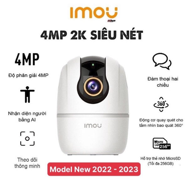 Camera IP Wifi IMOU 2K+ RANGER 2 4Mp A42P-L QHD xoay đàm thoại 2 chiều chính hãng [BH 1 năm]